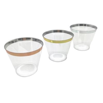 China Disposable Disposable Drinkware Set Plastic Party Tumblers Gold Silver Rose Gold Color for sale