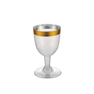 China Wedding / Party Wine / Restaurant Plastic Cups 5oz Stem Party Supply Clear Hard Plastic Disposable Glasses for sale