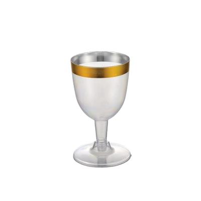 China Party Disposable PS Champagne Cups and Wedding Dinner Party Disposable Plastic Wine Champagne Glass and Saucers for sale