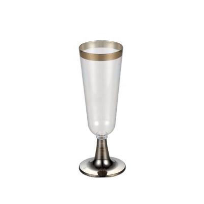 China Disposable Plastic Champagne Glasses Flutes Party Catering Clear Plastic Cups Wholesale 5.5oz Wine Goblet Wedding/Party/Restaurant Champagne Wine for sale