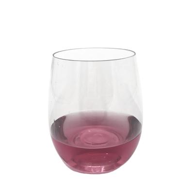 China Wholesale 6oz Disposable Unbreakable Durable Disposable Crystal Plastic Stemless Wine Glass for sale