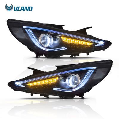 China VLAND LED Headlight Beam LED Dual With Demon Eye 6th GEN i45 Car Head Light Front Lamp For HYUNDAI Sonata 2011-2014 for sale