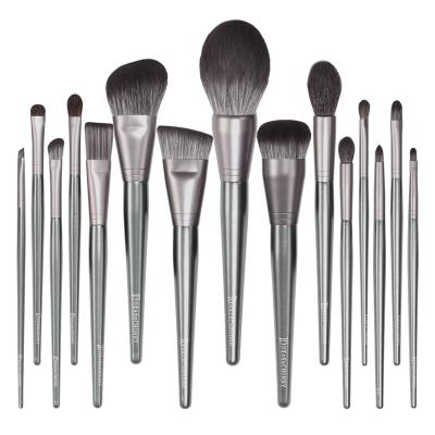 China ZH Durable 15 Pieces Professional Customized Makeup Brush Set Natural Goat Hair Private Label Brand Eyeshadow Powder Cutout Brush for sale