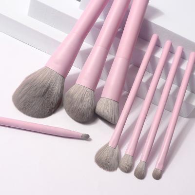 China Angular Blush 2022 Hot Pink Purple Color Fluffy Foundation Wholesale 8pcs Luxury Synthetic Professional Makeup Brush Set for sale