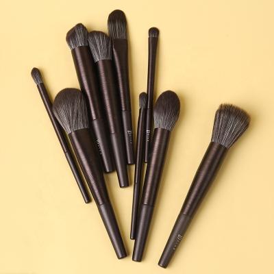 China ZH 10pcs Black Cruelty Free Vegan Skin-Friendly OEM Make Up Brush Set, Custom Logo Cosmetic Private Label Makeup Brushes for sale