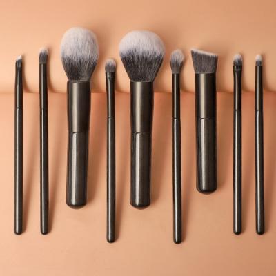 China Angular Blush Best Selling Best Quality Customized Luxury Black Vegan Eyeshadow Kabuki Makeup Brush Set 2022 9pcs Pro for sale