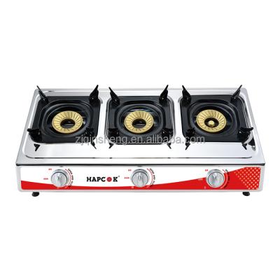 China Hotel Stainless Steel 90mm 3 Burner Tabletop Gas Cooker Stove for sale