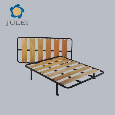 China No Assemble Slat Metal Platform Frame Beds Wooden Frames In Good Paint for sale