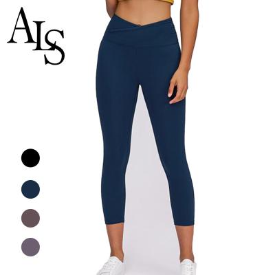 China 2020 Antibacterial Drop Shipping V Waist Skinny Fitness Capri Female Workout Yoga Pants Legging Tights for sale