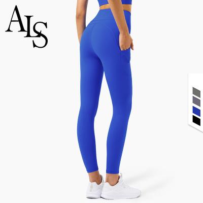 China 2021 Antibacterial High Waist Compression Workout Pants Tummy Control Women Yoga Leggings With Pocket for sale