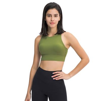 China 2021 Women Fitness Antibacterial Sexy Turtle Neck Gathered Yoga Bra Sports Gym Tops Vest Clothing for sale