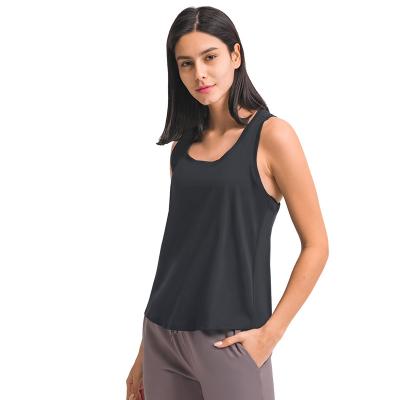 China QUICK DRY Antibacterial Women Sleeveless Gym Wear Loose Yoga Tops Invest Sportswear Workout Tank Tee for sale