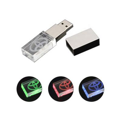 China Hot Sales Metal Led Light Up Custom Logo Usb Flash Drive Transparent Flash Drive for sale