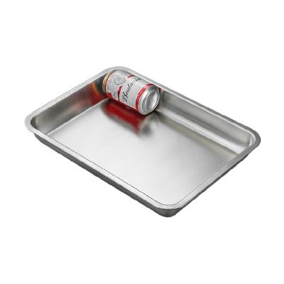 China Sustainable 304 Stainless Steel Rectangular Hotel And Restaurant Special Dining Tray Grill Tray For Home Use Oven for sale