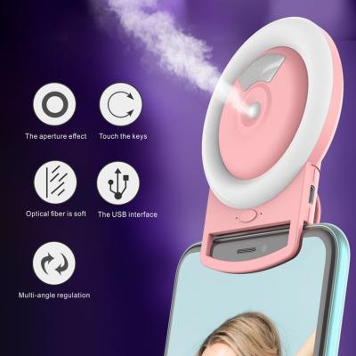 China Mist Selfie Humidifier Led Ring Light 2021 Trending Mobile Phones Led Ring Light With Rechargeable Mist Jet Dials Light Selfie Led Ring for sale