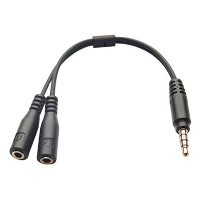 China High Quality Durable Audio+Mic 2 Cable 3.5Mm Male Plug To 1 Jack Audio Mic Headset Aux Female Jack Cable for sale