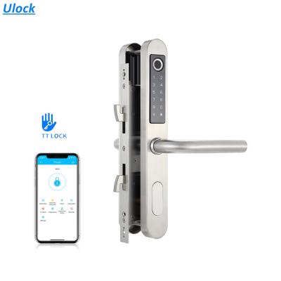 China Aluminum smart door handle sliding door/wifi door TT smart wood door lock fingerprint glass lock for sale