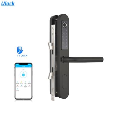 China Aluminum Sliding Door Smart Lock/Wooden Narrow Exterior Door Smart Lock TTT Fingerprint Smart Handle For Aluminum Glass Door Card Swipe for sale