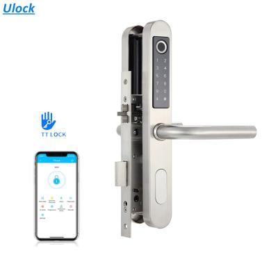 China smart aluminum sliding door lock/wooden smart door Ulock ttlock app usb fingerprint lock for aluminum doors for sale