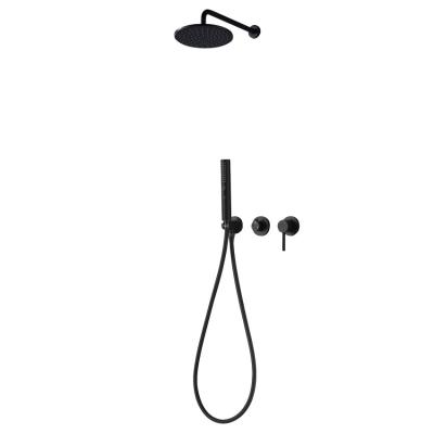 China With Sliding Bar Hot Sale Luxury Matte Black Round Modern Bathroom Wall Mounted Shower Set for sale