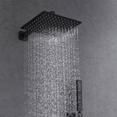 China With Slide Bar Matte Black Luxury Modern Bathroom Hot And Cold Shower Faucet Set for sale