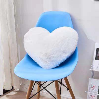 China Anti-Static Wholesale Rabbit Fur Anti-Static Heart Shape Pillow Case Soft Filled Fluffy Cushion Cover for sale