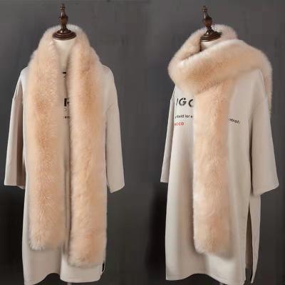 China Winter Large Women's Long Faux Fur Scarves Warm Type Mixed Colors Fur Collar Shawl for sale