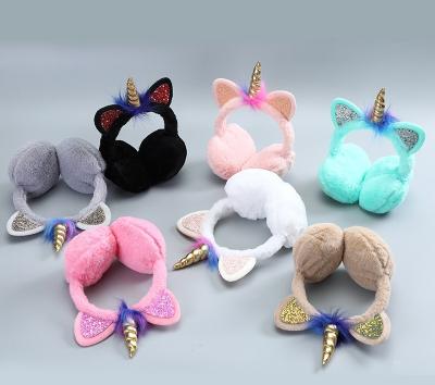 China Winter Warmer Fashion Girl Cat Ear Muffs Custom Made Fluffy Unicorn Fur Earmuffs for sale