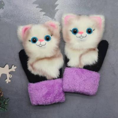 China Newest Daily Life Animal Covered Fleece Glove Wear Girls Kids Mittens Women Ultra Warm Outdoor Touch Glove For Winter for sale