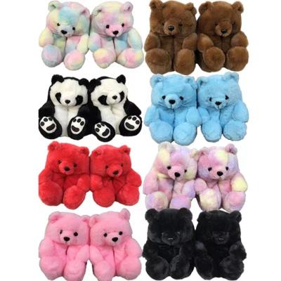 China Cushioning Plush Plush Leopard Print Spotted Teddy Bear Slippers Toy Bear Lady Slippers for sale