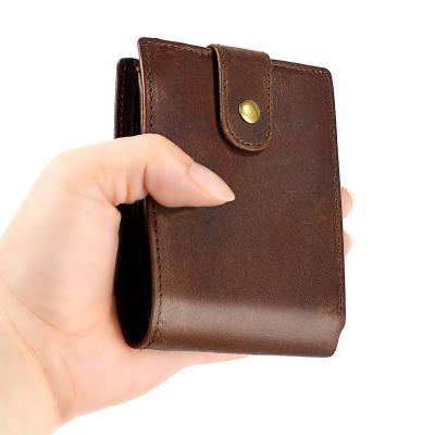 China Waterproof Leather Wallet Horse Leather Multi-Card Cowhide Card Bag RFID Anti-scan Crazy Wallet for sale