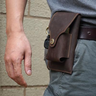 China Water Proof Leather Sports Running Outdoor Magnetic Buckle Belt Bag Portable Cell Phone Men's Bag for sale