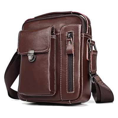 China Genuine Leather Men's Genuine Leather Top Grain Cowhide Laptop Waist Bag Fashionable Men's Crossbody Waist Bag Wholesale for sale