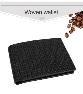 China RFID Wallets New First Layer Whip Men's Wallet Manufacturer Logo Custom Leather Woven Ultrathin Wallet for sale