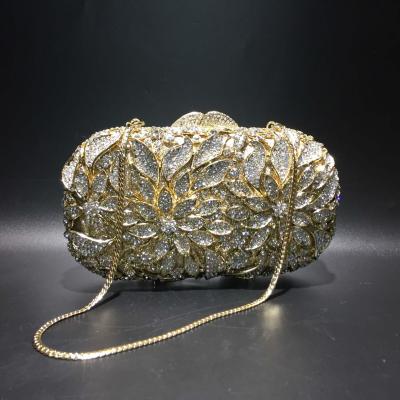 China Hand Studded Metal Wedding Bag Rhinestone Clutch Cavity Metal Dinner Crystal Bag Crystal Diamond for sale