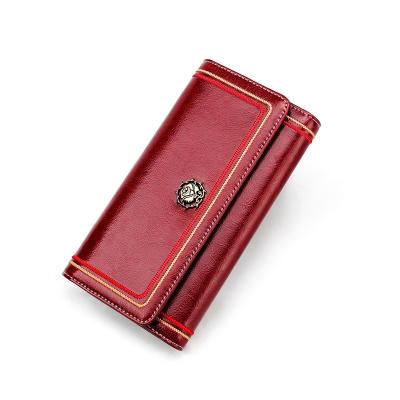 China Rose RFID Waterproof Ladies Wallet Large Capacity Coin Wallet Card Bag for sale