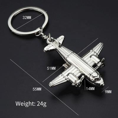 China Creative metal car key chain aircraft main chain airline promotion printed LOGO metal main chain planes three pieces of key chain custom for sale