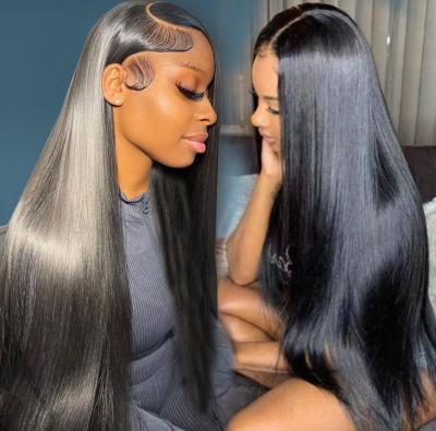 China HD Full Lace Human Hair Straight Wigs Natural Transparent Lace Frontal Wigs Lace Front Wigs For Black Women for sale