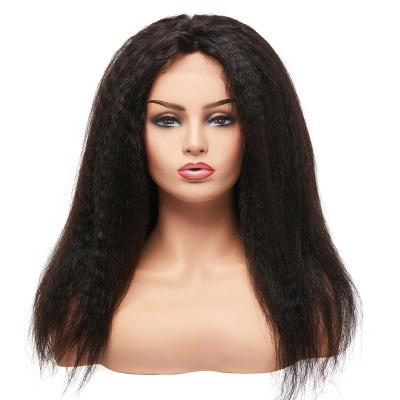 China Yaki Preplucked Illusion Remy Italian Yaki Kinky Straight Human Hair Extra Fine Lace Front Wig 28 Inches for sale