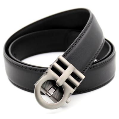 China Comfortable Leather Men Belt Custom High Quality Automatic Adjustable Ratchet Alloy Business Genuine Leather Buckle Belt For Men for sale