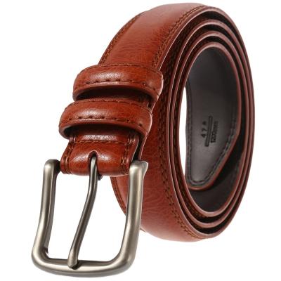 China New Daily Life Men's Genuine Leather Belts With Pin Buckle Adjustable Stitched Dress Belt for sale