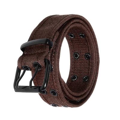 China Factory wholesale high quality custom grommet double hole braided web woven web belt with metal buckle web belt for sale