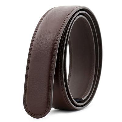 China Comfortable Men's Leather Belts Wholesale Brown Genuine Leather Strap Hot Sales Ratchet Leather Belt Without Buckles Belt Strap for sale