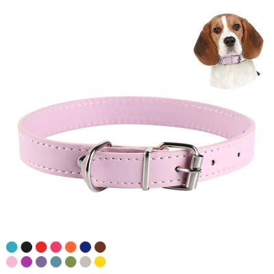 China Custom Dogs PU Leather Collar For Dog High Quality Durable Not Easy To Bite Leather Pet Collar for sale