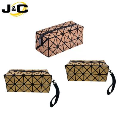 China Fashion Durable Eco-Friendly Custom Small Handbags Close Up Pocket Printed Makeup Bags Portable Women Retro Geometric Cosmetic Bag for sale