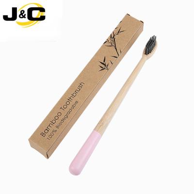 China Wholesale Disposable Nature Bamboo Toothbrush In Round Handle With Bamboo Case for sale