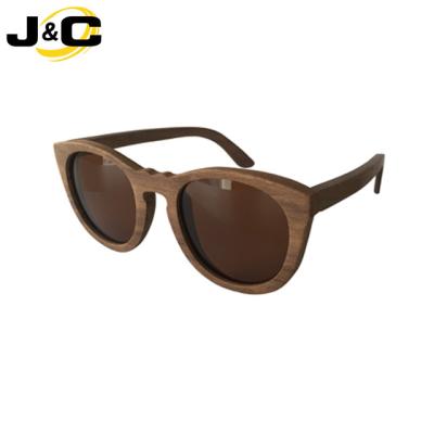 China High quality 100% UV protection bambooo wood sunglasses with spring hinges and polarized lens for sale