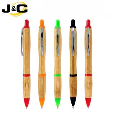 China Eco Friendly Promotional Cheap Bamboo Pen Wood Ballpoint Pen in Colored Trims for Advertising for sale