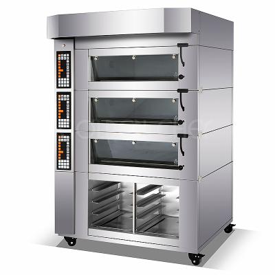 China Professional Commercial Electric Bread Machine 3 Tray Bakery Machine 3 Tray Bakery Electric Bread Pizza Oven with Hot Plate for sale