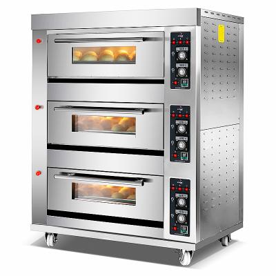 China Synchronized Commercial Baking Machine Equipment Gas Kitchen Oven Bakery Oven Bread Cake Deck Baking Oven 3 Deck 6 Trays for sale